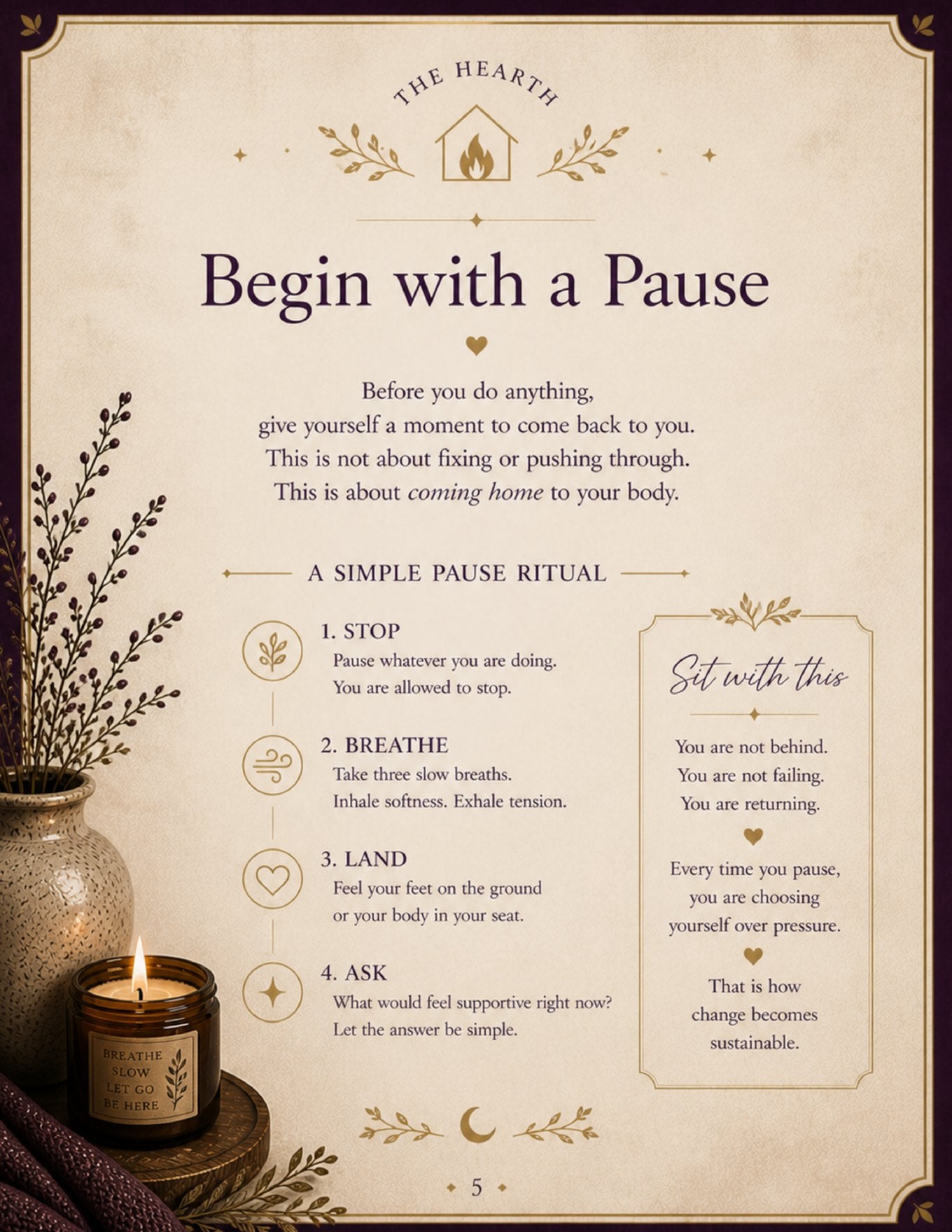 The Hearth Return | Gentle Home Reset & Rest Workbook